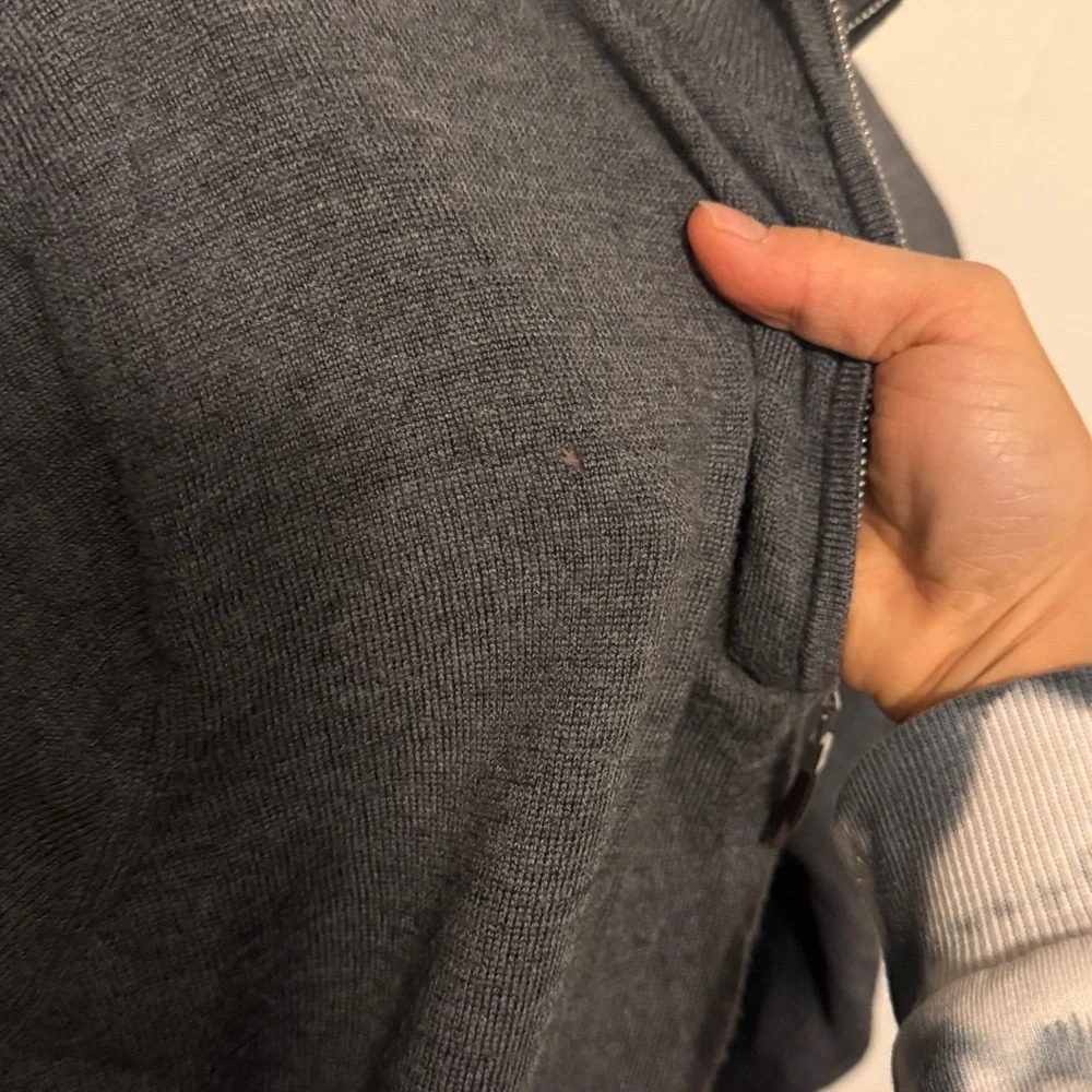 Peter Millar Merino Wool Gray Quarter Zip Sweater